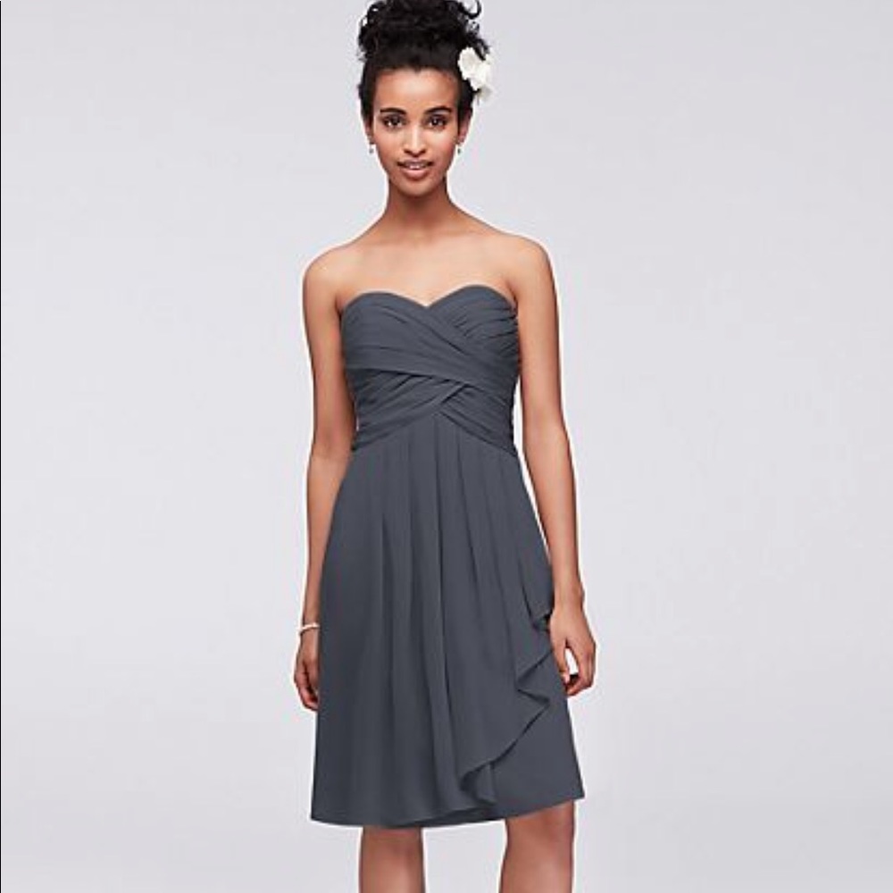 David’s bridal short crinkle chiffon dress